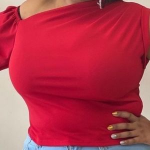Red one shoulder top